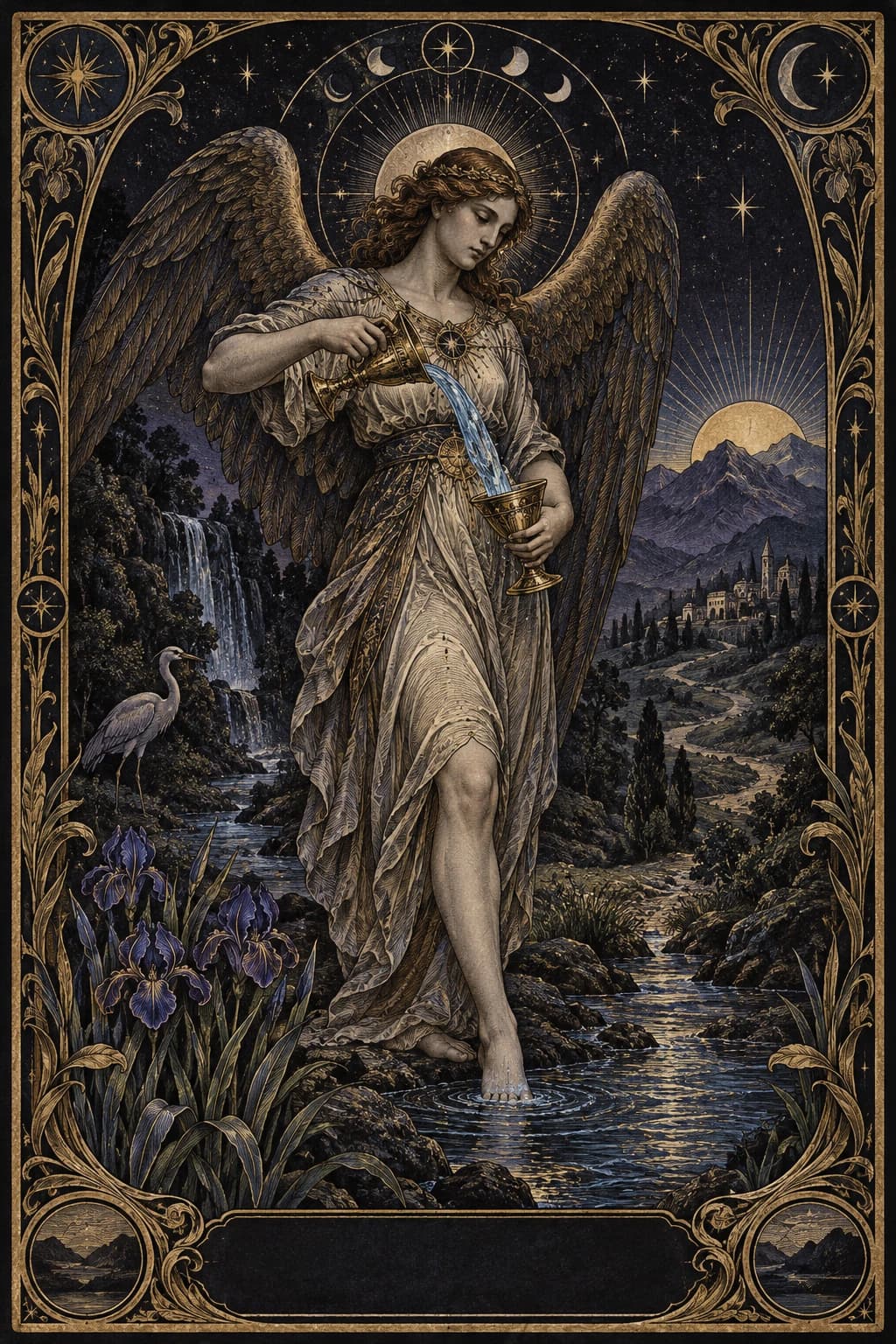 Ilustração original de A Temperança no baralho Aura Tarot
